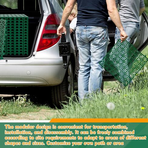 10 Pcs 15.7 x 15.7 in Heavy Duty Ground Protection Mats Drive on Lawn Grates Grid Parking Pavers, Drain Interlocking Non-Slip Floor Mat, 6613 lb Load for Stone Grass Grid Permeable (Grey) in Kuwait