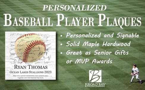 Broad Bay Sports Plaque Custom Recognition Award High School and College Senior Season End Gift or MVP - Solid Wood - Free-Standing or Wall-Hanging - 10.5x10.5 Inches in Kuwait