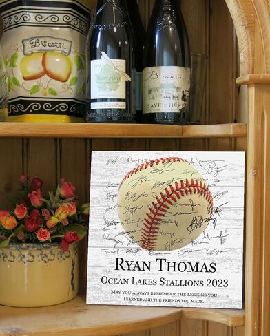 Broad Bay Sports Plaque Custom Recognition Award High School and College Senior Season End Gift or MVP - Solid Wood - Free-Standing or Wall-Hanging - 10.5x10.5 Inches in Kuwait