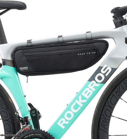 ROCKBROS Bike Frame Bag Bike Bag， 2L Waterproof Bike Top Tube Bag， Road to Sky Series Bike Bag Fits Mountain/Road Bikes，Black in Saudi Arabia