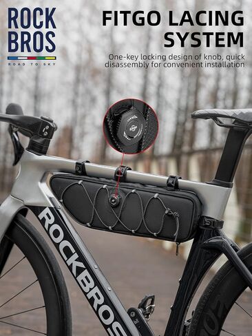 ROCKBROS Bike Frame Bag Bike Bag， 2L Waterproof Bike Top Tube Bag， Road to Sky Series Bike Bag Fits Mountain/Road Bikes，Black in Saudi Arabia