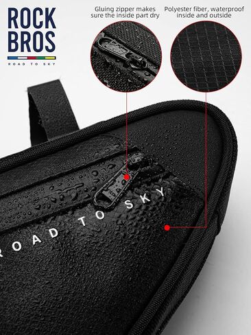ROCKBROS Bike Frame Bag Bike Bag， 2L Waterproof Bike Top Tube Bag， Road to Sky Series Bike Bag Fits Mountain/Road Bikes，Black in Saudi Arabia