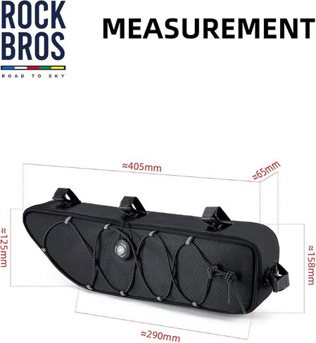 ROCKBROS Bike Frame Bag Bike Bag， 2L Waterproof Bike Top Tube Bag， Road to Sky Series Bike Bag Fits Mountain/Road Bikes，Black in Saudi Arabia