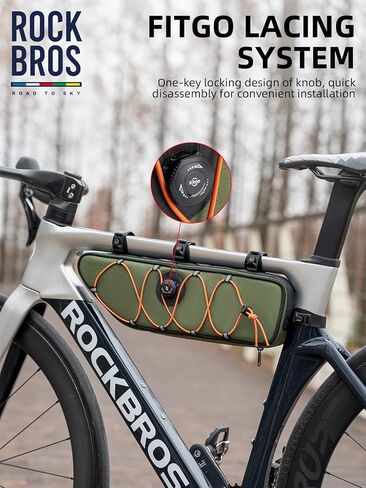ROCKBROS Bike Frame Bag Bike Bag， 2L Waterproof Bike Top Tube Bag， Road to Sky Series Bike Bag Fits Mountain/Road Bikes，Black in Kuwait
