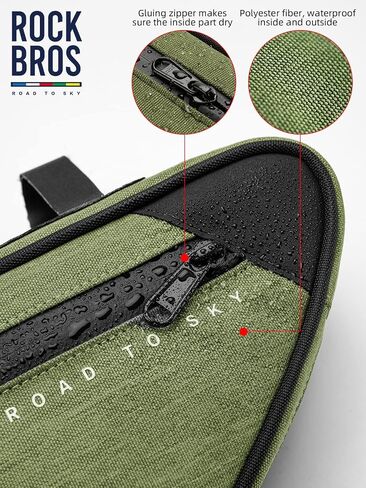 ROCKBROS Bike Frame Bag Bike Bag， 2L Waterproof Bike Top Tube Bag， Road to Sky Series Bike Bag Fits Mountain/Road Bikes，Black in Kuwait
