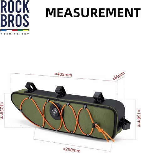 ROCKBROS Bike Frame Bag Bike Bag， 2L Waterproof Bike Top Tube Bag， Road to Sky Series Bike Bag Fits Mountain/Road Bikes，Black in Kuwait