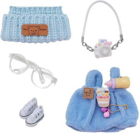 5 قطع مجموعة 15 سم 17 سم للملابس الدمى مناسبة لإكسسوارات دمى 17 سم جالسة 1HAT+1ROMPER+1CAMERA على ظهره+1GLASSES+1CANVAS أحذية ، لا دمية مشمولة (الوردي) in Kuwait