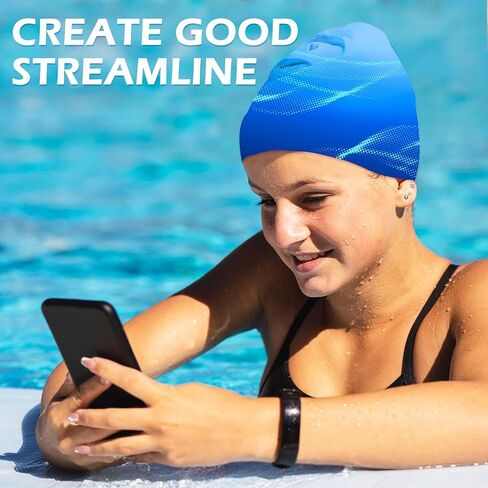 غطاء سباحة للنساء البالغين ، والسباحة السيليكون مقاوم للماء قبعة السباحة قبعة السباحة للشعر الطويل للحفاظ على الشعر جاف in Kuwait