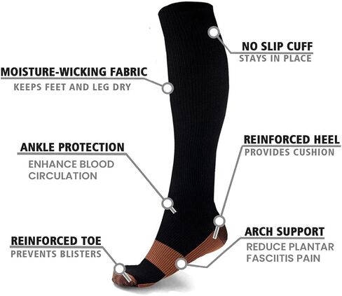 Extreme Fit 6-Pair Unisex Copper-Infused High-Energy Compression Socks in Kuwait