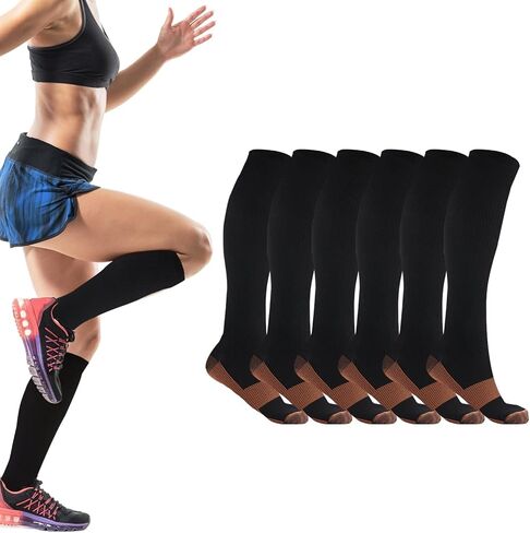 Extreme Fit 6-Pair Unisex Copper-Infused High-Energy Compression Socks in Kuwait