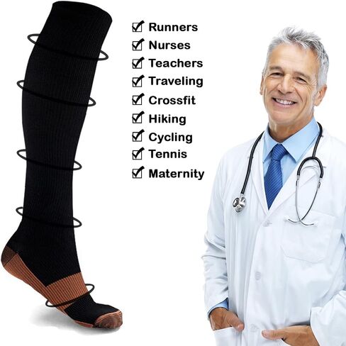 Extreme Fit 6-Pair Unisex Copper-Infused High-Energy Compression Socks in Kuwait