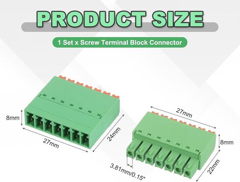 MECCANIXITY 1 Set 14-Pin 3.81mm/0.15" Pitch PCB Mount Screw Terminal Block Connectors Straight No Soldering 15EDGKN Male & Female Connectors Plug for 22-16AWG in Saudi Arabia