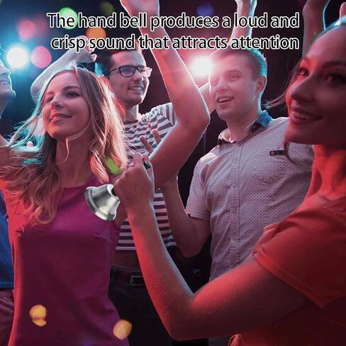 24 Pcs Hand Bells Steel Service Handbells Black Wooden Handle Diatonic Metal Bells Musical Percussion for School Church Wedding Dinner Calling Decor (Silver) in Kuwait