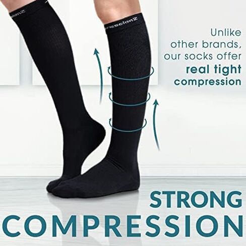 Compressionz 30-40 مم زئبق جوارب ضغط عالية الضغط الرجال والنساء | دعم جوارب السفر والممرضات والرياضيين in Kuwait