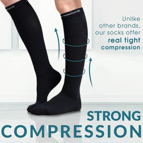 Compressionz 30-40 مم زئبق جوارب ضغط عالية الضغط الرجال والنساء | دعم جوارب السفر والممرضات والرياضيين in Kuwait