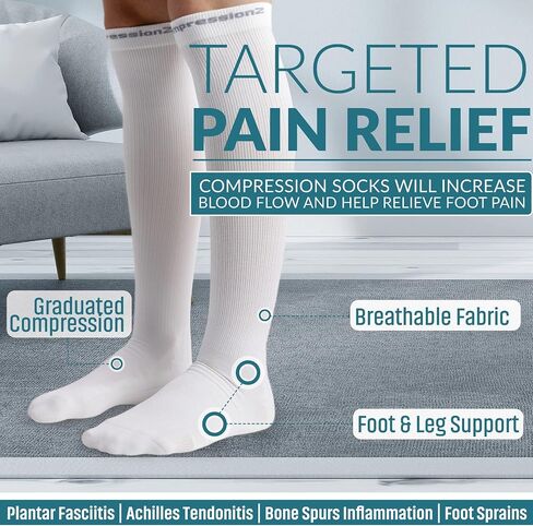 Compressionz 30-40 مم زئبق جوارب ضغط عالية الضغط الرجال والنساء | دعم جوارب السفر والممرضات والرياضيين in Kuwait