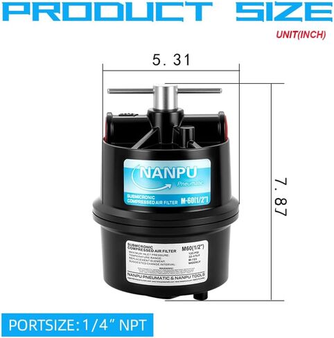 NANPU 1/2" NPT Sub-Micronic Compressed Air Filter Kit – 0.01 Micron Filtration for Spray Guns, Air Tools & CNC – Industrial Moisture & Oil Removal, 100 CFM in Saudi Arabia