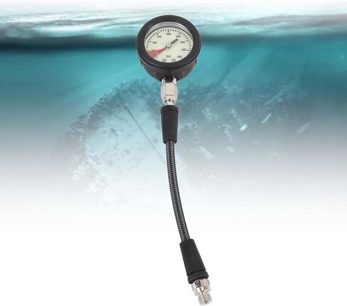 Diving Pressure Gauge, Carbon Fiber Woven Hose, Night Glow Dial - ABS, Carbon Fiber Material, for BCD Regulator (15CM) in Saudi Arabia