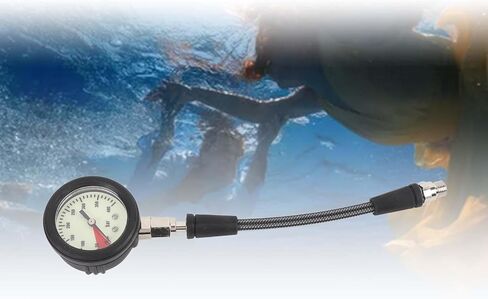 Diving Pressure Gauge, Carbon Fiber Woven Hose, Night Glow Dial - ABS, Carbon Fiber Material, for BCD Regulator (15CM) in Saudi Arabia
