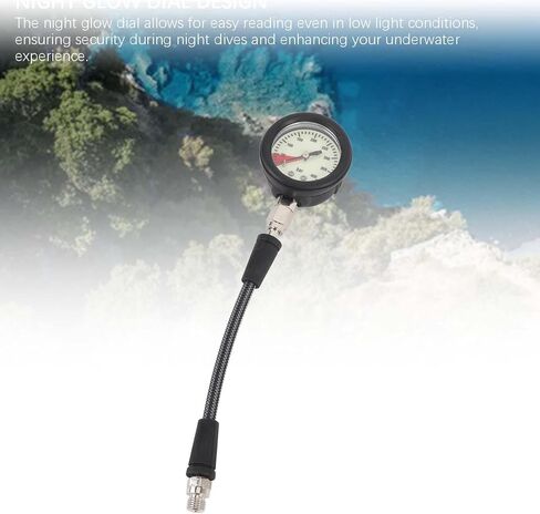 Diving Pressure Gauge, Carbon Fiber Woven Hose, Night Glow Dial - ABS, Carbon Fiber Material, for BCD Regulator (15CM) in Saudi Arabia