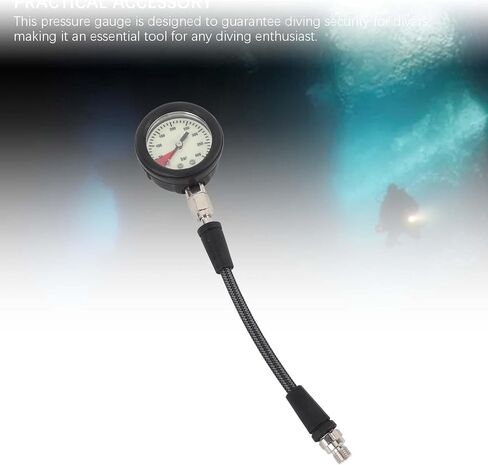 Diving Pressure Gauge, Carbon Fiber Woven Hose, Night Glow Dial - ABS, Carbon Fiber Material, for BCD Regulator (15CM) in Saudi Arabia