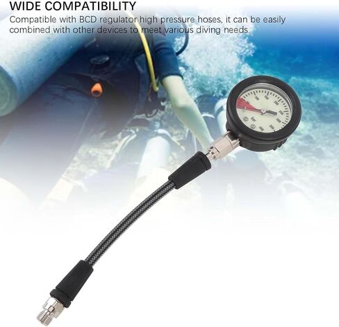 Diving Pressure Gauge, Carbon Fiber Woven Hose, Night Glow Dial - ABS, Carbon Fiber Material, for BCD Regulator (15CM) in Saudi Arabia