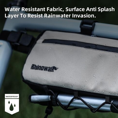 Rhinowalk Bike Frame Bag Waterproof, Top Tube Bicycle Bag with Side Compartments, Pump Holder, and Hidden Cable Port, (2.7L, Black) in Saudi Arabia