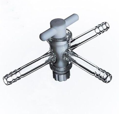 3 طرق محول الفراغ الزجاجية البورسليتين مع اتصالات شائكة 10 ملم و PTFE Stopcock لاستخدام المختبر in Saudi Arabia
