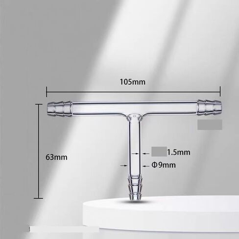1Pc Lab Glass T Shape Connector Tube Pipe - 9mm Pagoda Mouth Diameter for Laboratory Use in Saudi Arabia