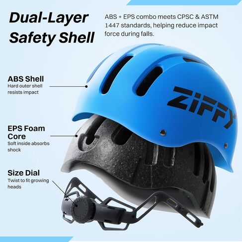 ZIFFY Kids/Toddler Bike Helmet, Adjustable, Lightweight, Safety Certified Scooter Helmet for Boys & Girls with Washable Inner Lining, 2 Sizes, 4 Colors – Fits Toddlers to Youth in Kuwait