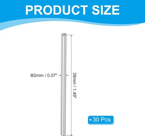 Patikil Round Metal Rod 2mm × 38 ملم ، 30 PCS الصلب الكربوني Round Rod Rod Bar Stock Stock Solid Soft Lats Miniature Axle RC Model in Saudi Arabia