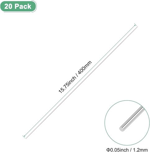 20-Pack 304 Stainless Steel Solid Round Rod, 1x250mm Metal Solid Shaft Rods for DIY Craft/Model Car/Helicopter Airplane/Metal Working, Lathe Bar Smooth Stock [0.04x9.84IN] in Saudi Arabia