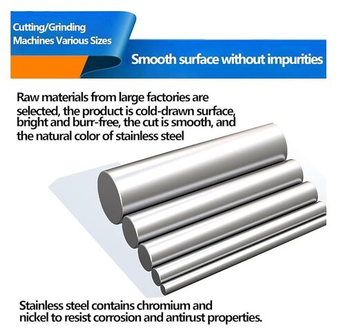 Stainless Steel Round Bar,Metal Rod, 100-500mm 304 16mm Diameter for Industry, Metal Working Hobbies and DIY Craft,16x200mm(16x200mm) in Kuwait