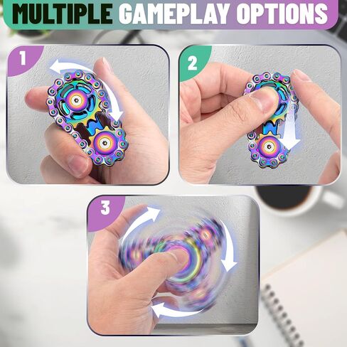 Metal Fidget Spinner Toys for Adults Figette Bike Chain Roller for Teens Cool Gadgets ADHD Anti Anxiety Stress Relief Items Figet Autism Desk Offices EDC Sensory Gift for Boy Men - Blue in Kuwait