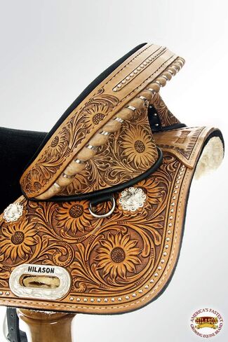 HILASON Western Horse Saddle Treeless Trail Barrel Leather Sun Flower | for Horses in Saudi Arabia