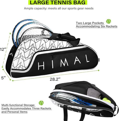 حقيبة تنس للرجال يحمل نساء 3 مضارب ， أكياس مضرب كبيرة مع وسادة واقية ، حزام كتف قابل للإزالة in Kuwait
