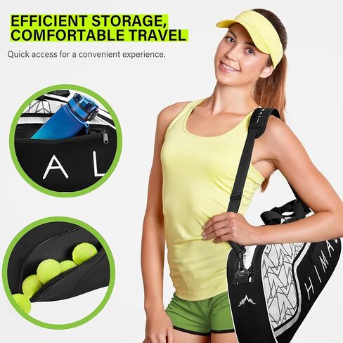 حقيبة تنس للرجال يحمل نساء 3 مضارب ， أكياس مضرب كبيرة مع وسادة واقية ، حزام كتف قابل للإزالة in Kuwait