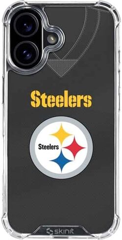Skinit Clear Phone Case متوافق مع iPhone 16 Plus - تصميم NFL Pittsburgh Steelers المرخص رسميًا in Kuwait