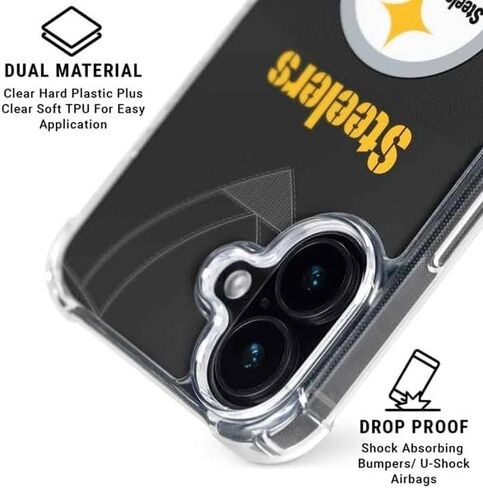 Skinit Clear Phone Case متوافق مع iPhone 16 Plus - تصميم NFL Pittsburgh Steelers المرخص رسميًا in Kuwait
