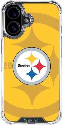 Skinit Clear Phone Case متوافق مع iPhone 16 Plus - تصميم NFL Pittsburgh Steelers المرخص رسميًا in Kuwait