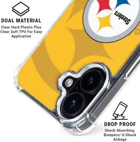 Skinit Clear Phone Case متوافق مع iPhone 16 Plus - تصميم NFL Pittsburgh Steelers المرخص رسميًا in Kuwait