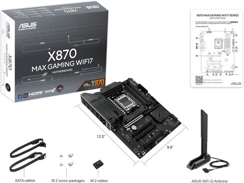 ASUS X870 MAX GAMING WIFI7 W AMD AM5 ATX Motherboard, 8-layer White PCB, 12+2+1 80A DrMOS, DDR5, PCIe 5.0 x16 Q-Release, 3x M.2, Wi-Fi 7 Q-Antenna, USB4® Type-C®, 2.5Gb LAN, BIOS FlashBack™, Aura Sync in Saudi Arabia