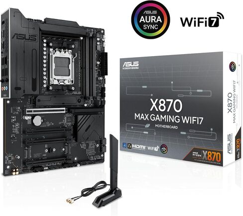 ASUS X870 MAX GAMING WIFI7 W AMD AM5 ATX Motherboard, 8-layer White PCB, 12+2+1 80A DrMOS, DDR5, PCIe 5.0 x16 Q-Release, 3x M.2, Wi-Fi 7 Q-Antenna, USB4® Type-C®, 2.5Gb LAN, BIOS FlashBack™, Aura Sync in Saudi Arabia