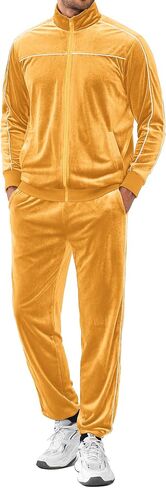 COOFANDY Mens Velour Tracksuits 2 Piece Set Outfits Zip Up Sweatsuits Velvet Jacket Pants Set in Saudi Arabia