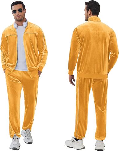 COOFANDY Mens Velour Tracksuits 2 Piece Set Outfits Zip Up Sweatsuits Velvet Jacket Pants Set in Saudi Arabia