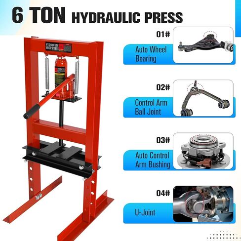 المتجر الهيدروليكي اضغط على 6T ، H-Frame Bearing Shop Press ، Shop Penchtop Shop القابل للتعديل مع لوحين ضغوط ، ارتفاع طاولة العمل القابل للتعديل ، الأزرق in Saudi Arabia