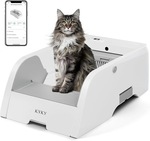 2 in 1 Self Cleaning Litter Box with APP Control, Open or Covered Canopy Design to Meet Cats' Varying Preferences, Large Automatic Cat Litter Box for Multiple Cats, Quiet, Odorless & Safe in Saudi Arabia