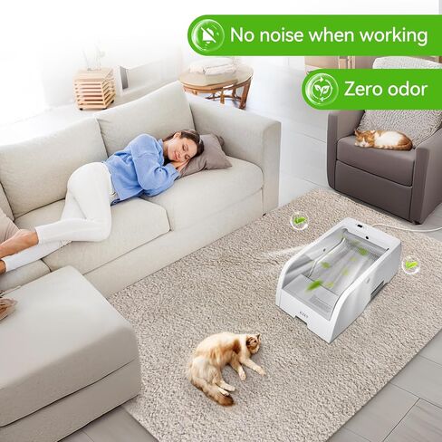 2 in 1 Self Cleaning Litter Box with APP Control, Open or Covered Canopy Design to Meet Cats' Varying Preferences, Large Automatic Cat Litter Box for Multiple Cats, Quiet, Odorless & Safe in Saudi Arabia