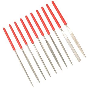 Hordion 10 PCS Mini Diamond File Set ، 2x100mm Files Files Small Jewelers File for Glass Wood Stone Jewelry Metal ، يشمل شكل ورقة مربعة ثلاثي الأزهار مستديرة in Kuwait