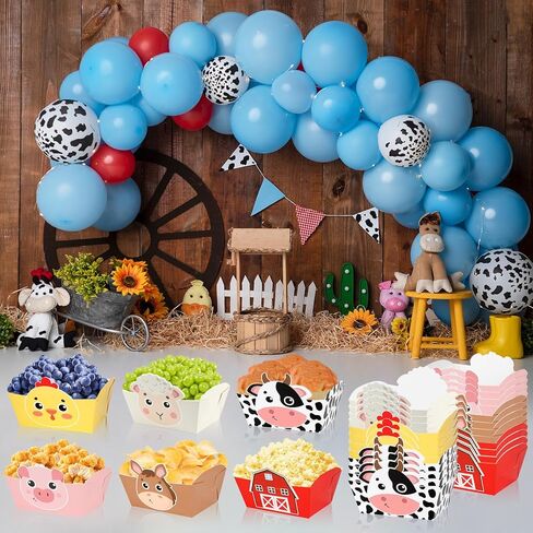 24 Pack Farm Animals Party Supplies Farm Disposable Paper Food Trays Animal Theme Birthday Parties Decorations Snack Bowl Serving Tray for Baby Shower Tableware Carnival Decor Favor in Saudi Arabia